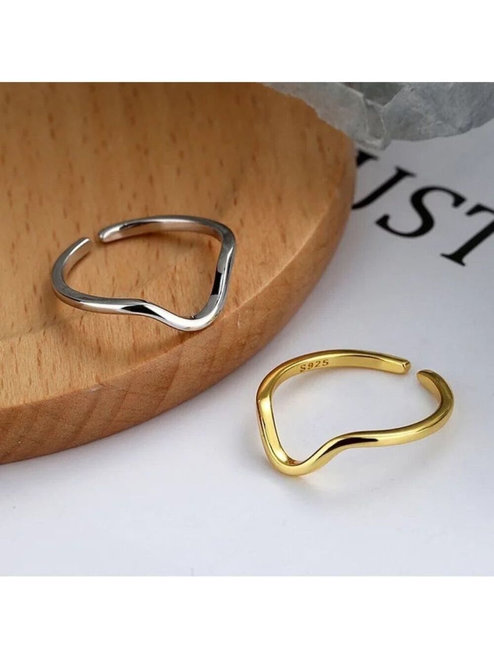 18k GP Sterling Silver V Shape Chevron ring